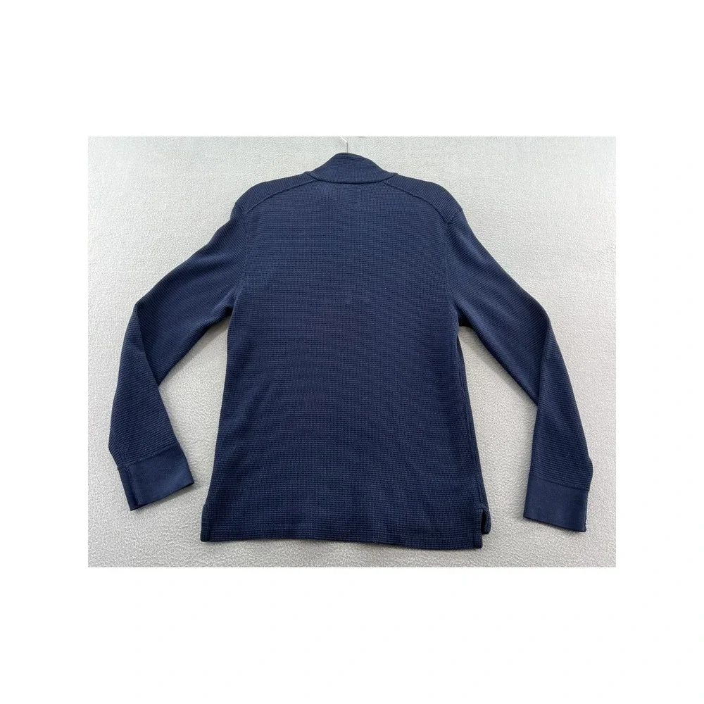 J. Crew Pullover Mens M Navy Blue Waffle Knit 1/4 Zip Sweater 100% Cotton